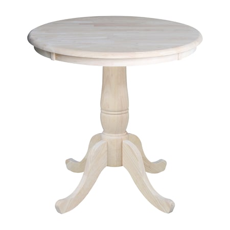 International Concepts Round 30 in Round Top Pedestal Table, 28.9 inH, Unfinished, 30 W, 30 L, 28.9 in H, Wood, Unfinished K-30RT